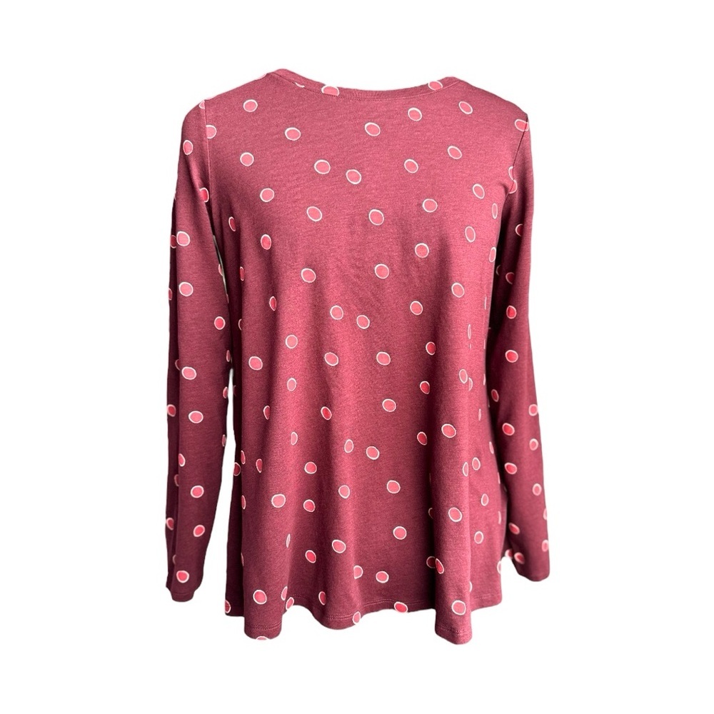 NWOT Boden Burgundy Swing Top with Pink polka dots